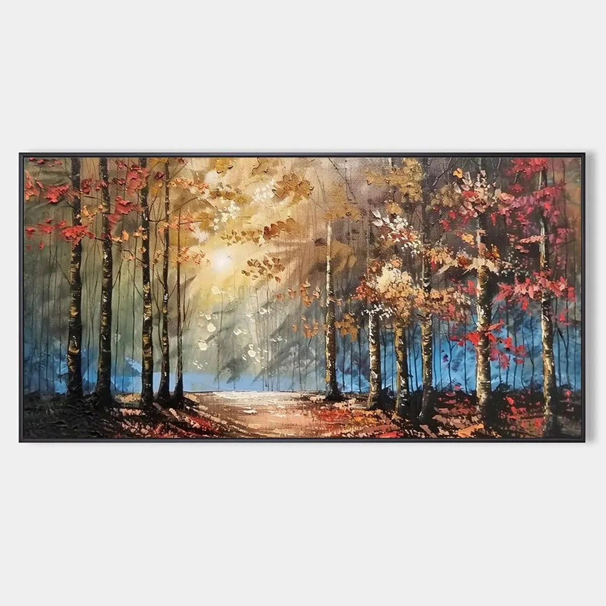 Textured Autumn Forest Landscape Painting