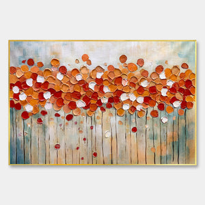 Autumn Whispers: Abstract Landscape Impasto Oil Painting Canvas Wall Art Decor