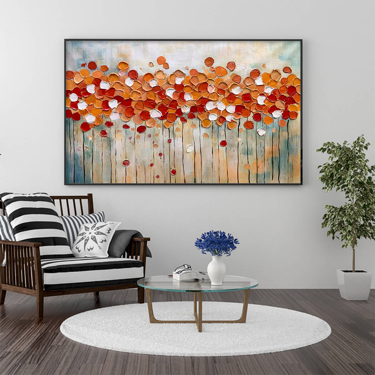 Autumn Whispers: Abstract Landscape Impasto Oil Painting Canvas Wall Art Decor