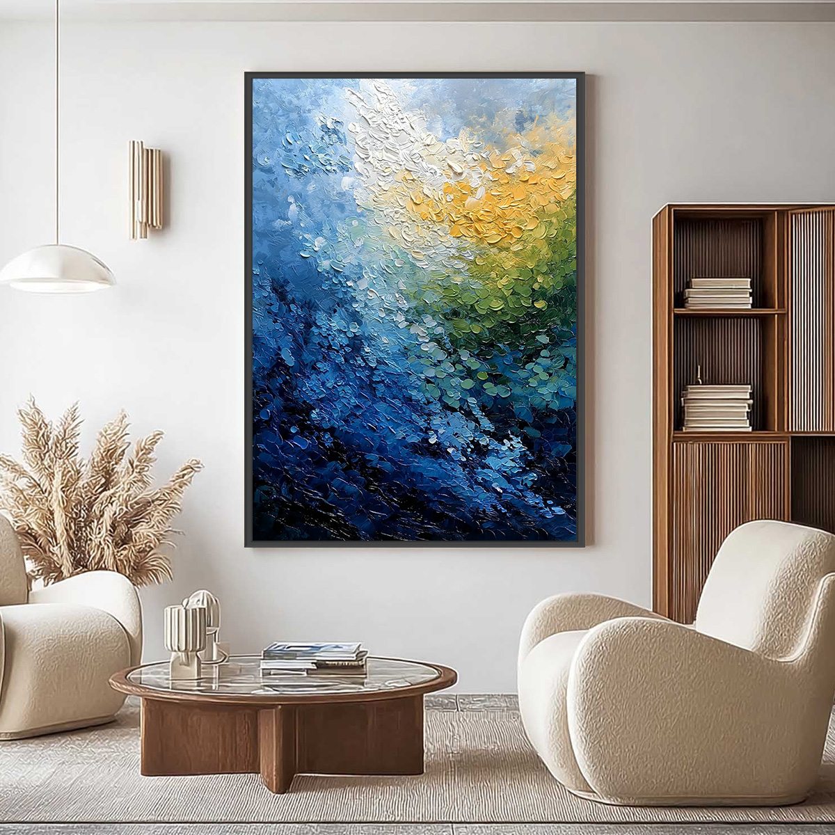 AVALON: Vertical Textured Abstract Seascape Oil Painting