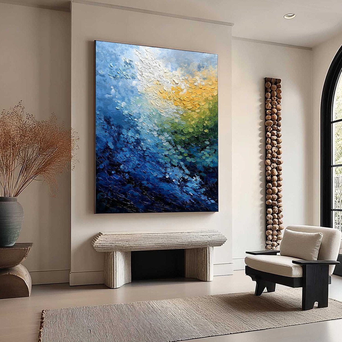 AVALON: Vertical Textured Abstract Seascape Oil Painting