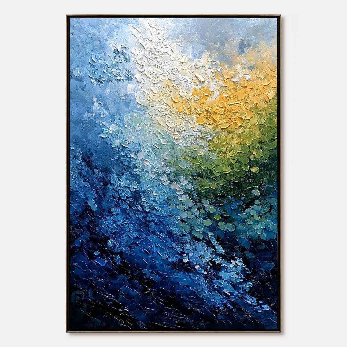 AVALON: Vertical Textured Abstract Seascape Oil Painting