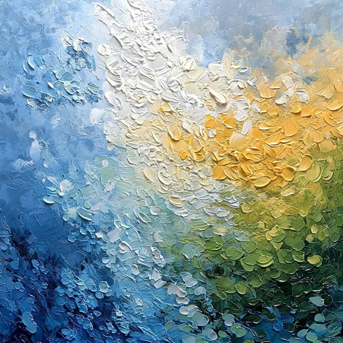 AVALON: Vertical Textured Abstract Seascape Oil Painting