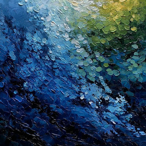 AVALON: Vertical Textured Abstract Seascape Oil Painting