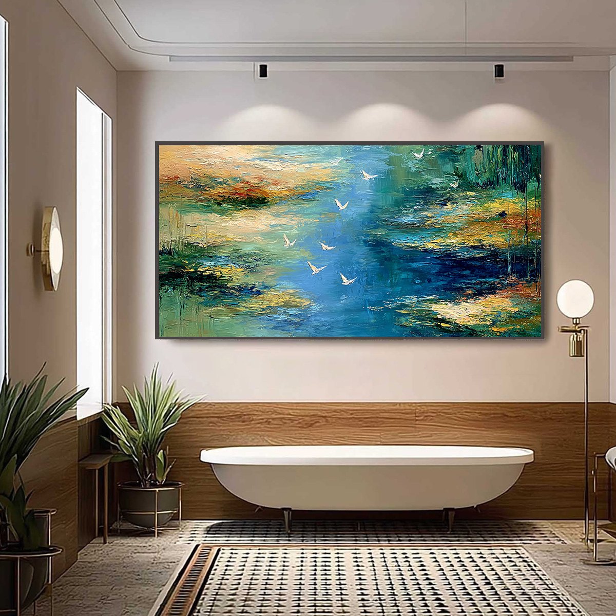 AZURE JOURNEY: Textured Abstract River Landscape Painting