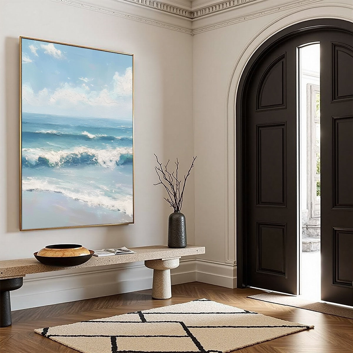 AZURE CREST: Textured Impasto Seascape Oil Painting