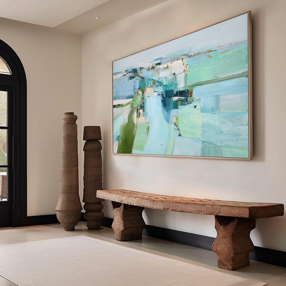 AZURE DREAM: Textured Abstract Landscape Oil Painting