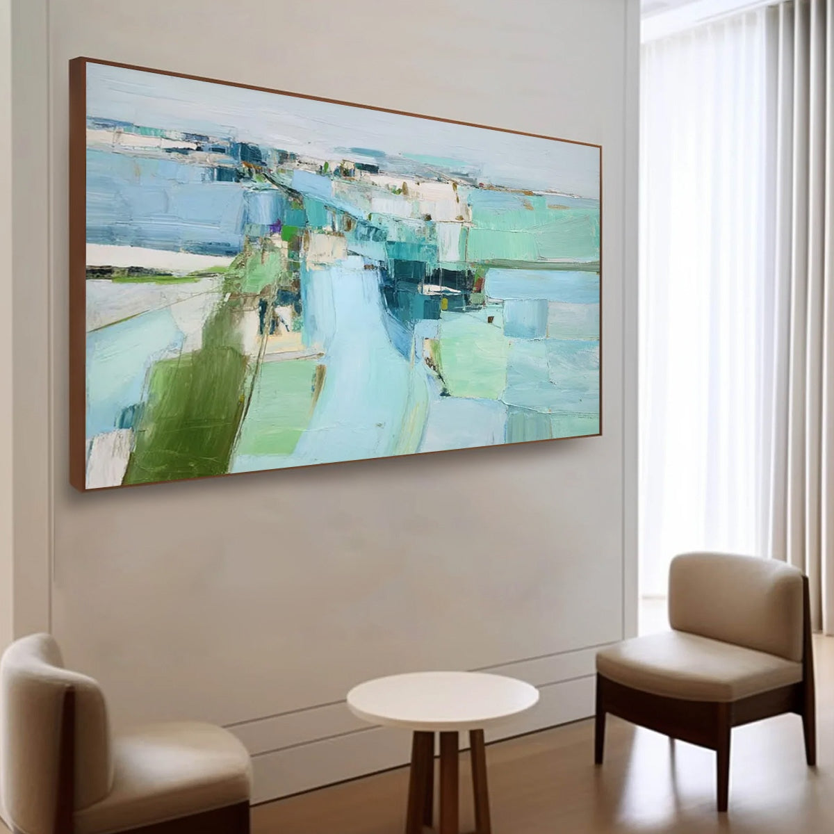 AZURE DREAM: Textured Abstract Landscape Oil Painting