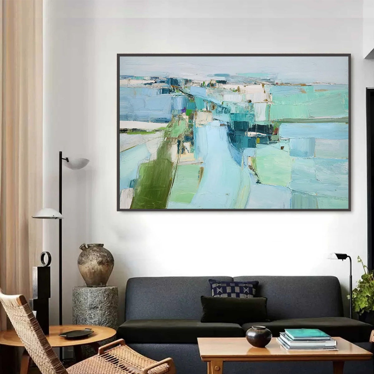 AZURE DREAM Textured Abstract Landscape Oil Painting