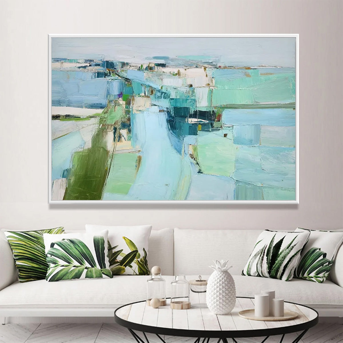 AZURE DREAM: Textured Abstract Landscape Oil Painting