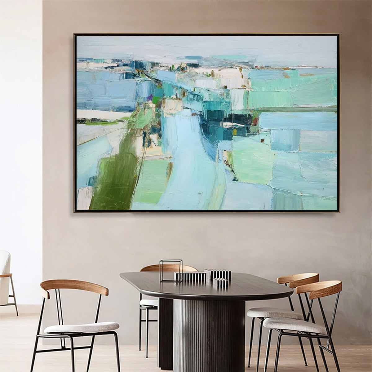 AZURE DREAM: Textured Abstract Landscape Oil Painting