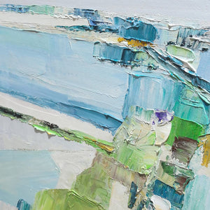 AZURE DREAM Textured Abstract Landscape Oil Painting