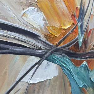 Azure Flight: Textured Abstract Oil Painting Canvas Wall Art Decor with Birds in Flight