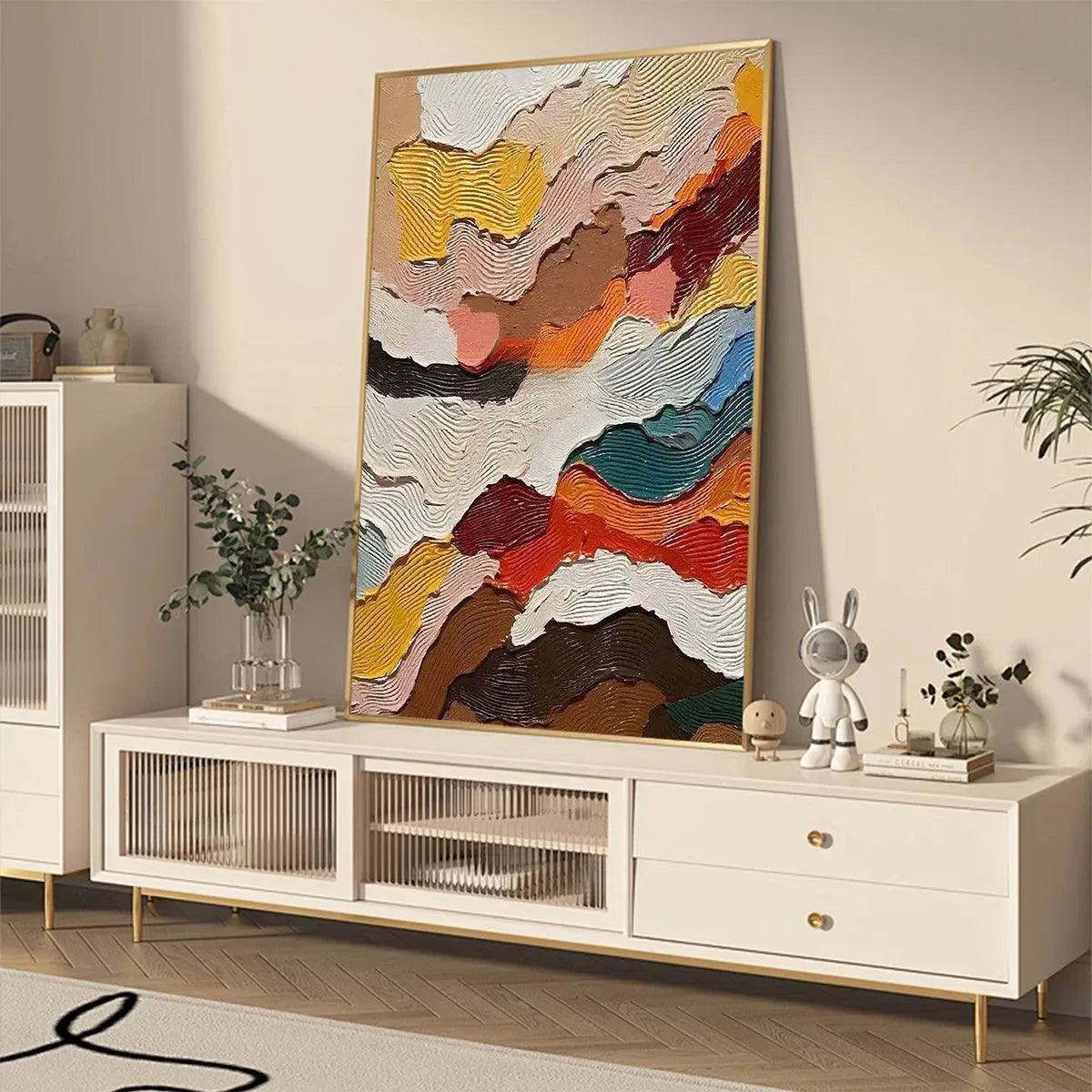 Abstract Landscape: Textured Abstract Painting | Colorful Landscape Wall Art | Vertical Canvas | Impasto Decor