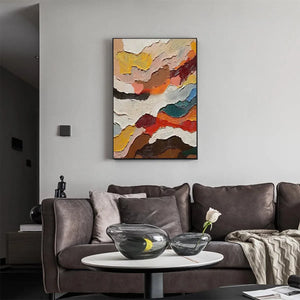 Abstract Landscape: Textured Abstract Painting | Colorful Landscape Wall Art | Vertical Canvas | Impasto Decor