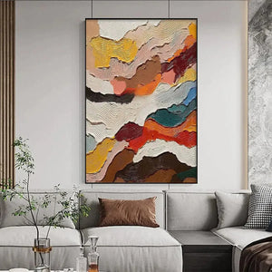 Abstract Landscape: Textured Abstract Painting | Colorful Landscape Wall Art | Vertical Canvas | Impasto Decor