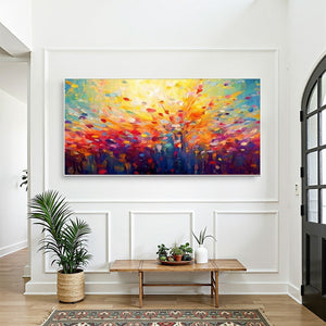 Radiant Dawn: Abstract Oil Painting | Colorful | Sunrise | Vertical