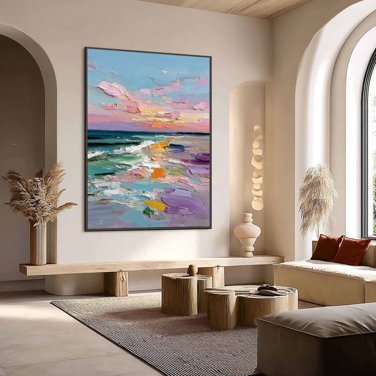 Amalfi Glow: Textured Seascape Sunset Original Oil Painting