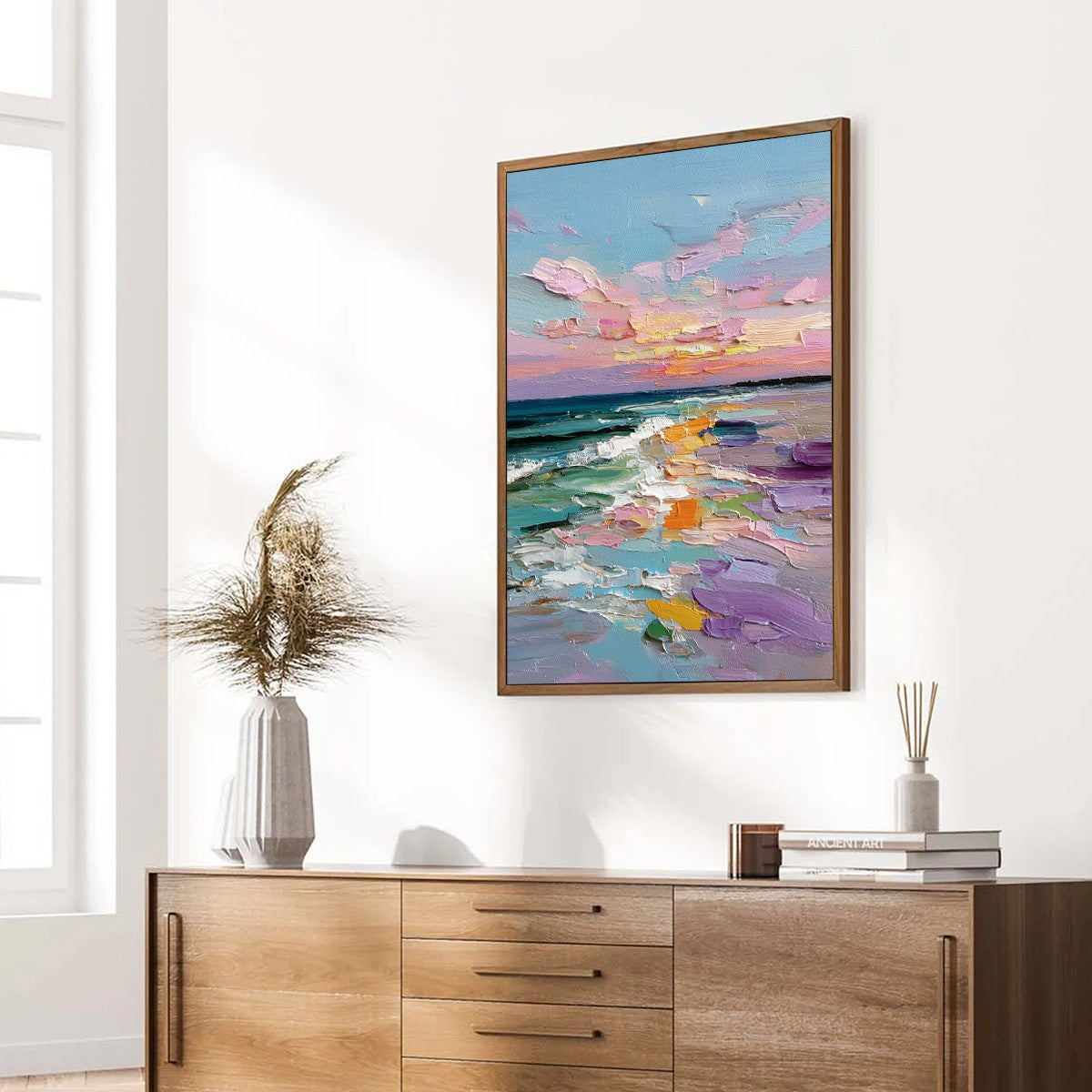 Amalfi Glow: Textured Seascape Sunset Original Oil Painting