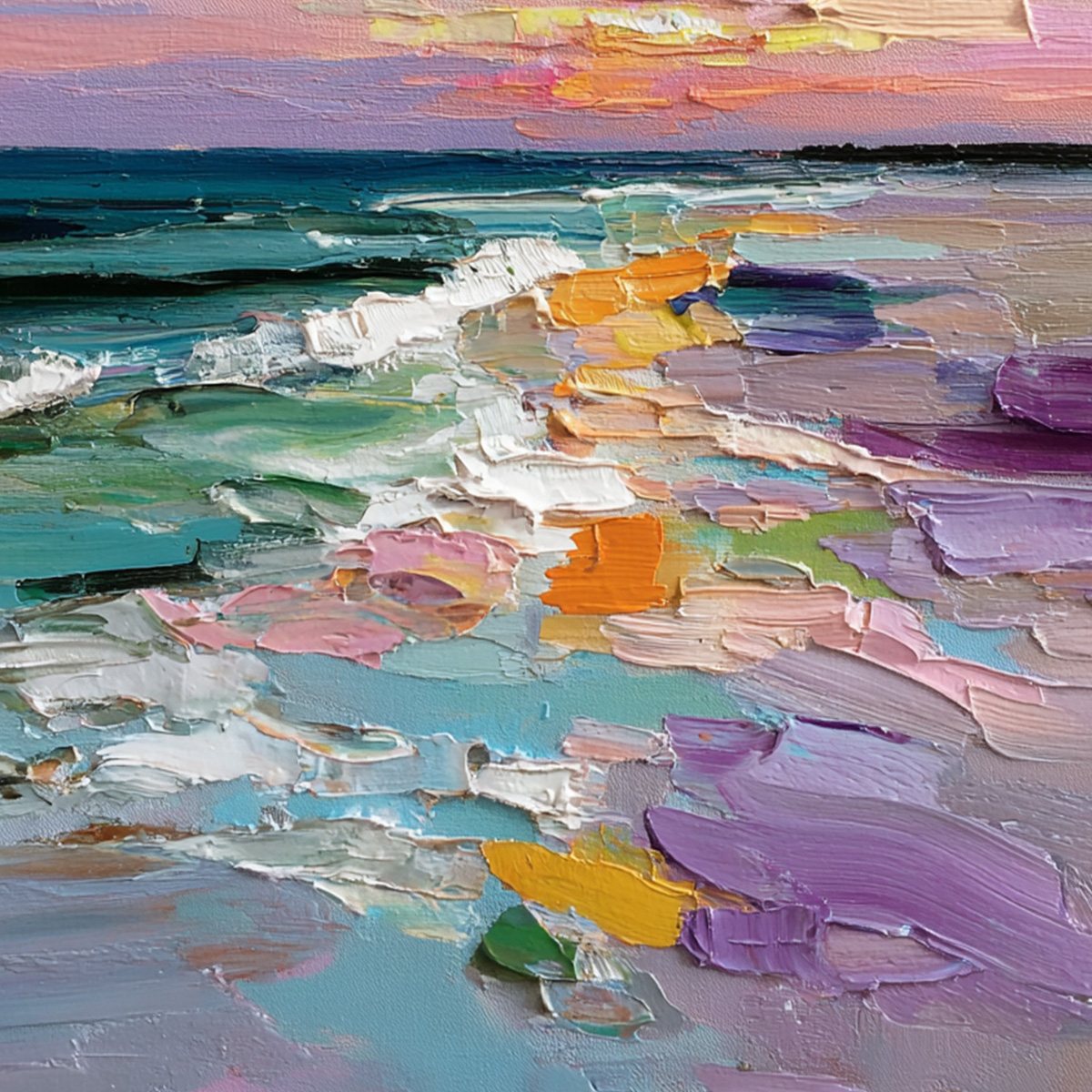 Amalfi Glow: Textured Seascape Sunset Original Oil Painting