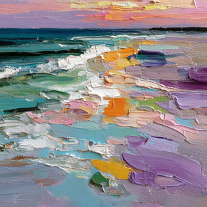 Amalfi Glow: Textured Seascape Sunset Original Oil Painting