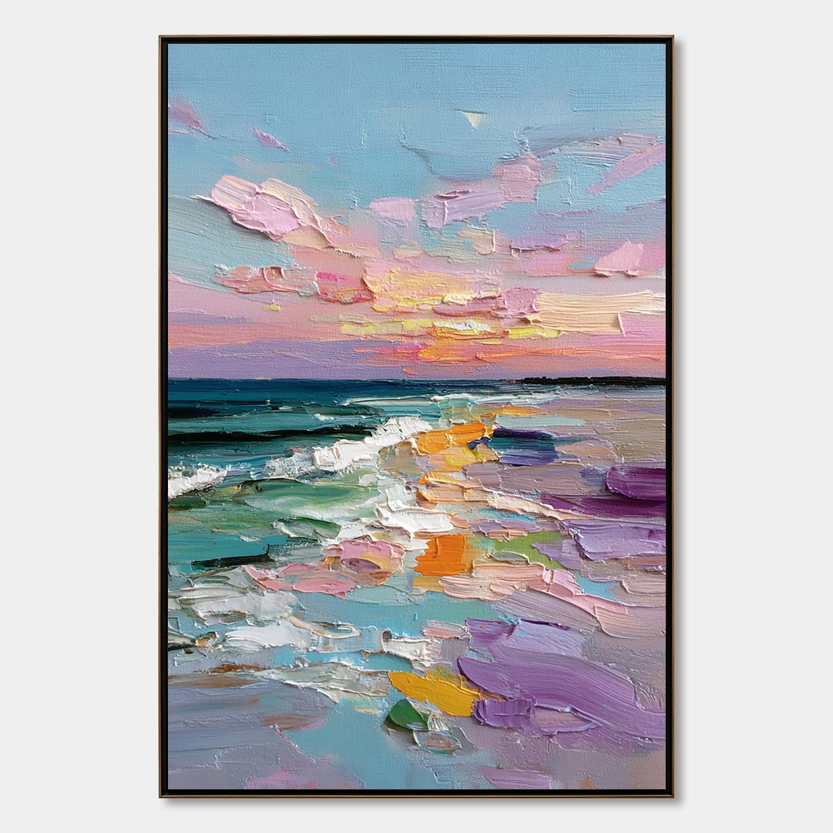 Amalfi Glow: Textured Seascape Sunset Original Oil Painting