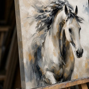 Close-up detail of Untamed Grace showing hand-painted texture and part of the frame