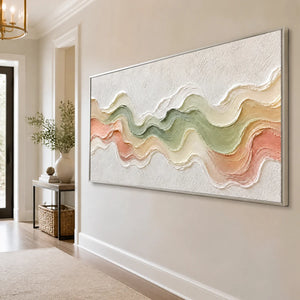 Pastel Tide Relief in a refined entry hall with silver frame