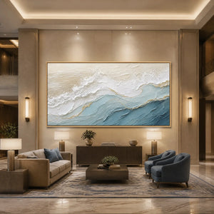 Cerulean Ridge in a refined hotel interior with wood frame