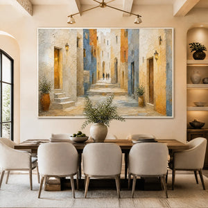 Sunlit Old Quarter in a refined dining room with white frame