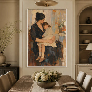 Held Close in a refined dining room with white frame