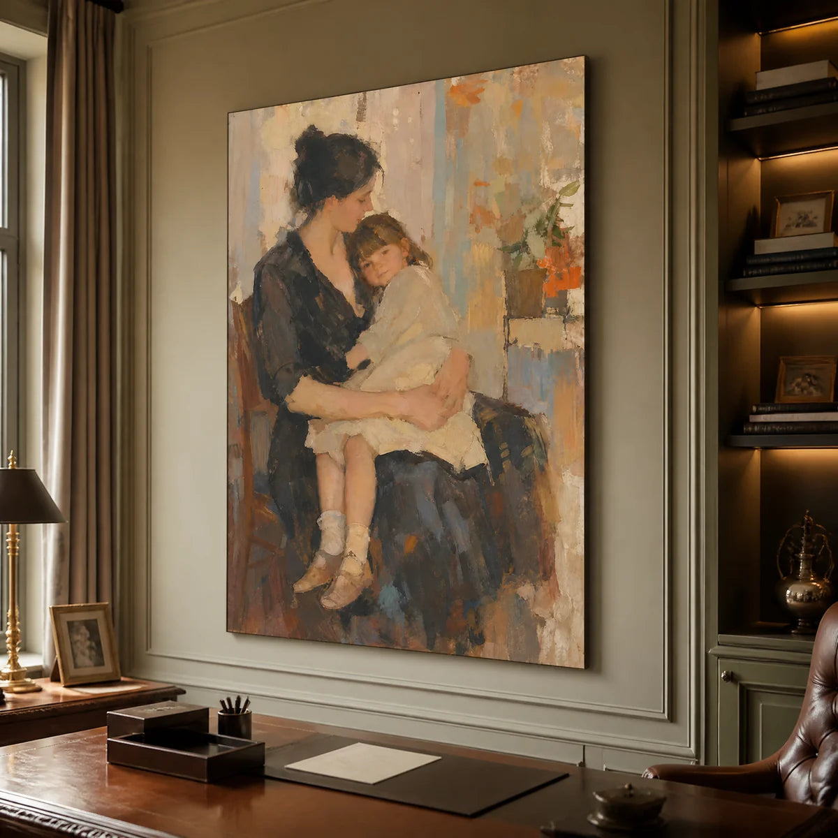 Held Close in a refined office, frameless