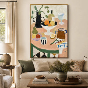 Tabletop Rhythm in a refined living room with gold frame