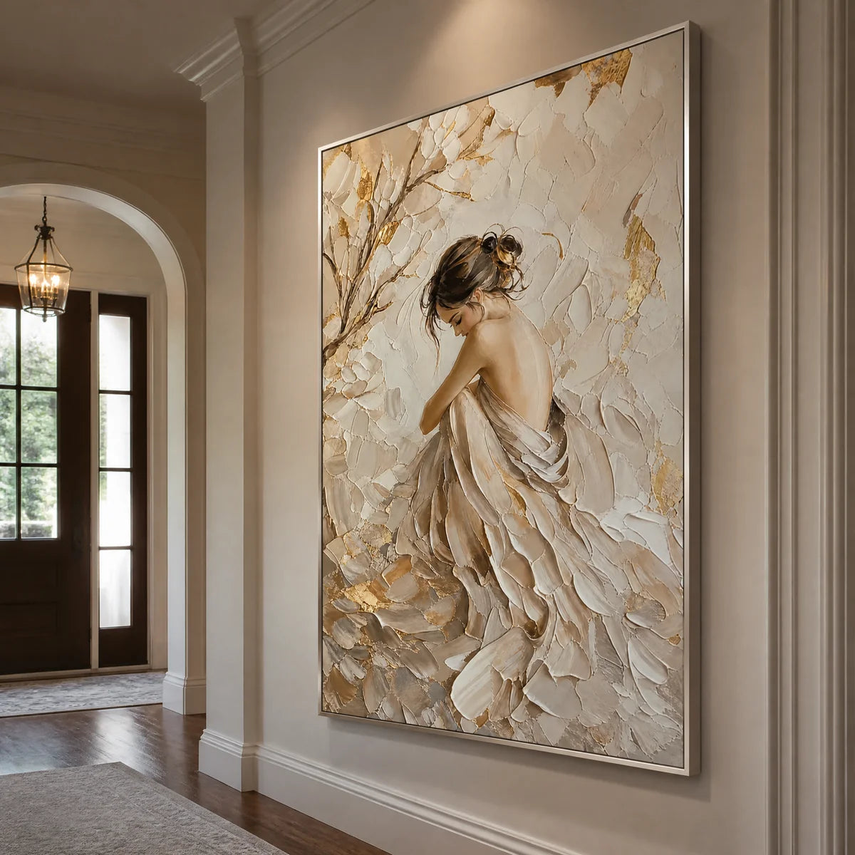 Ivory Reverie in a refined entry hall with silver frame