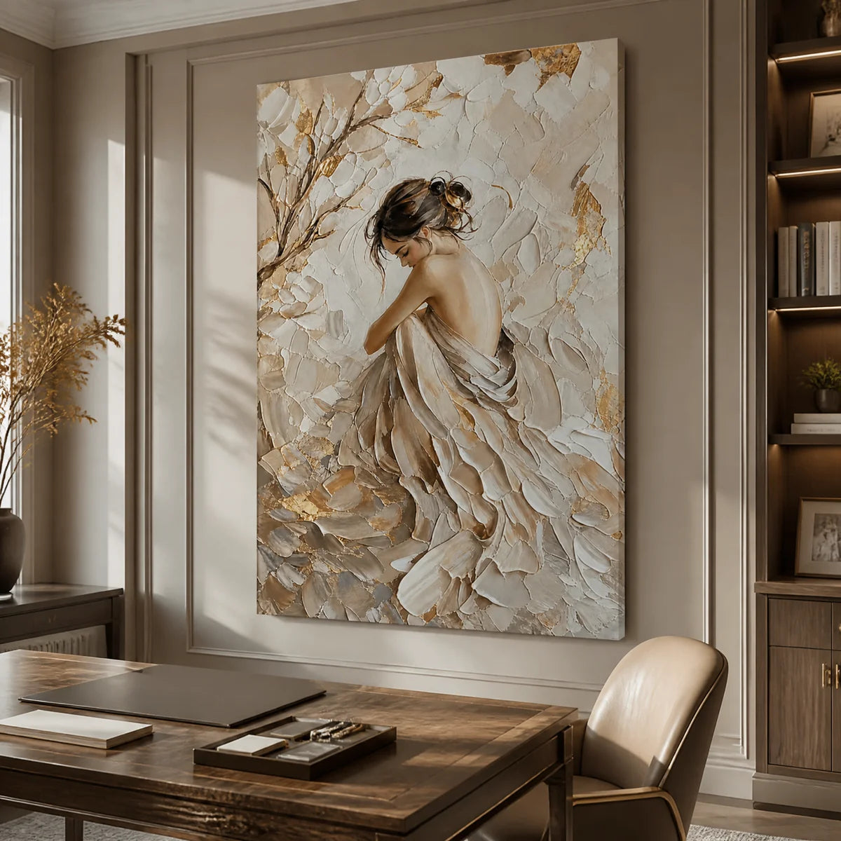 Ivory Reverie in a refined office, frameless