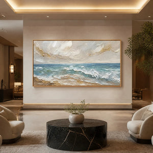 Shoreline Breath in a refined hotel interior with wood frame