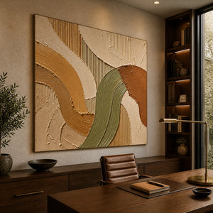 Earthen Meander in a refined office, frameless