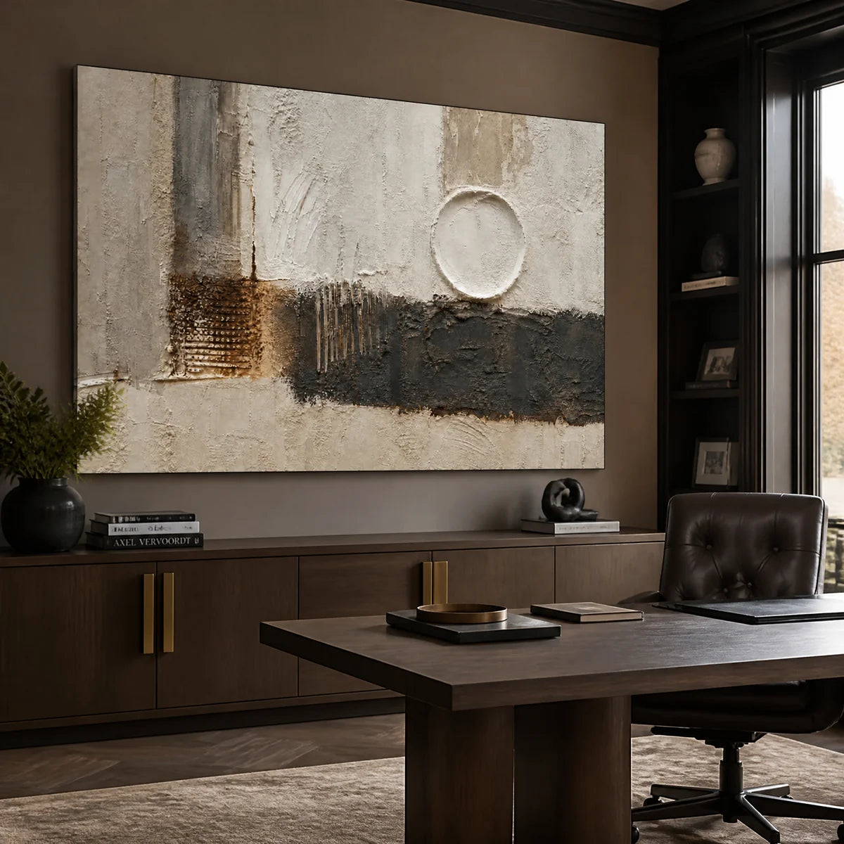 Pale Equilibrium in a refined office, frameless