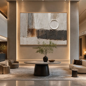 Pale Equilibrium in a refined hotel interior with wood frame
