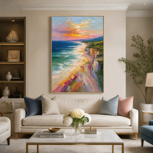 Prismatic Coast in a refined living room with gold frame