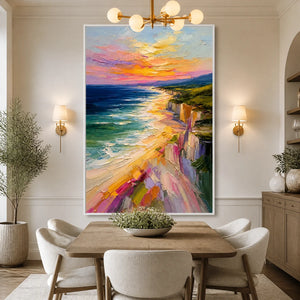 Prismatic Coast in a refined dining room with white frame