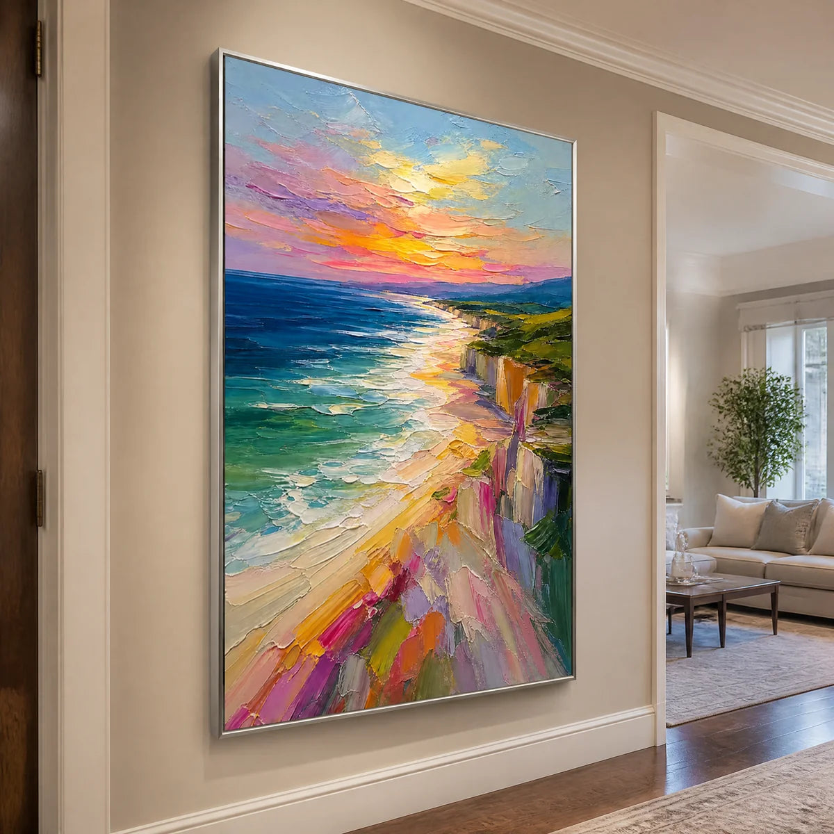 Prismatic Coast in a refined entry hall with silver frame