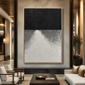 Monochrome Ascent in a refined hotel interior with wood frame