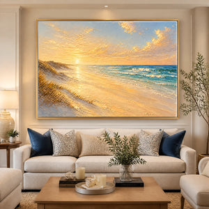 Gilded Shore in a refined living room with gold frame