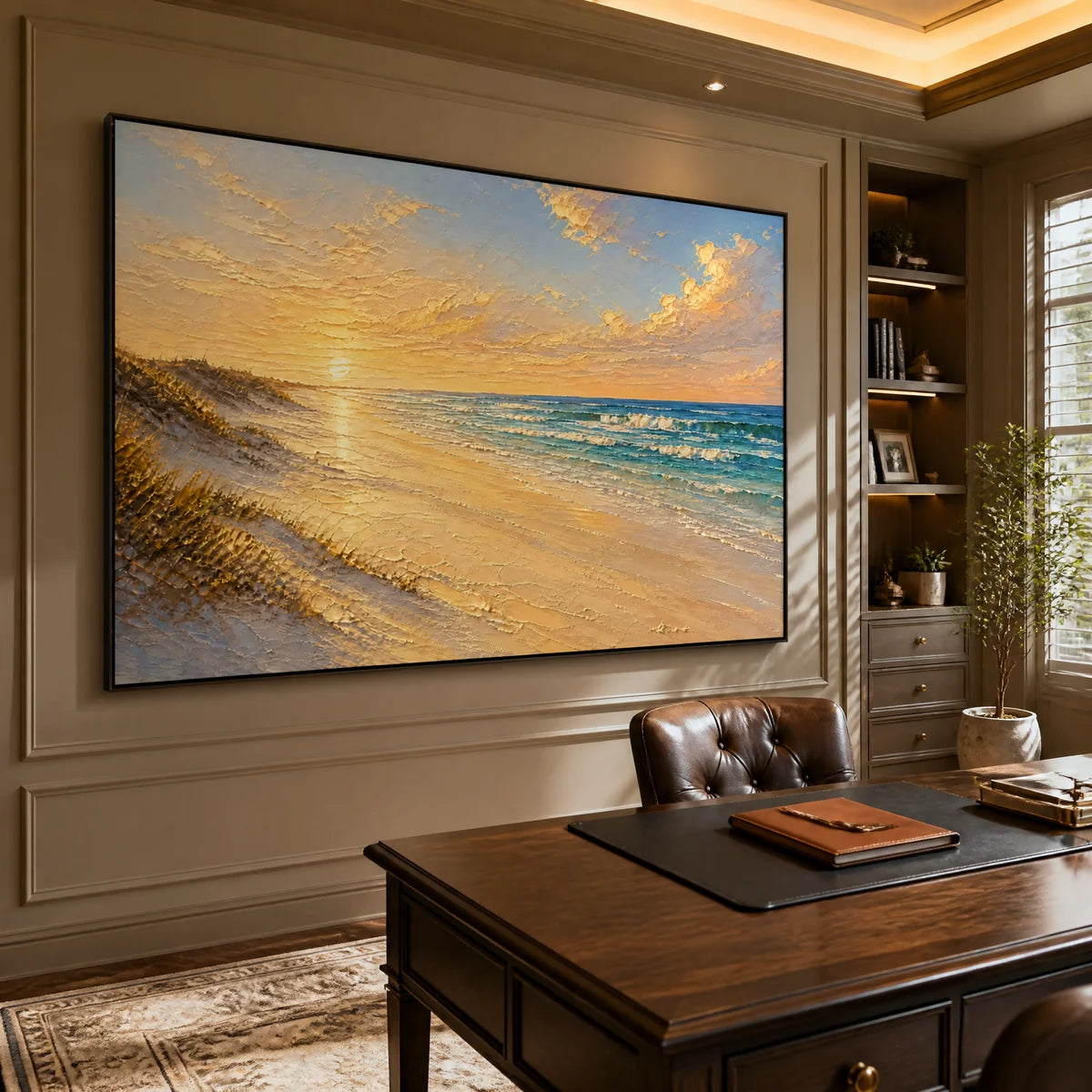 Gilded Shore in a refined office, frameless