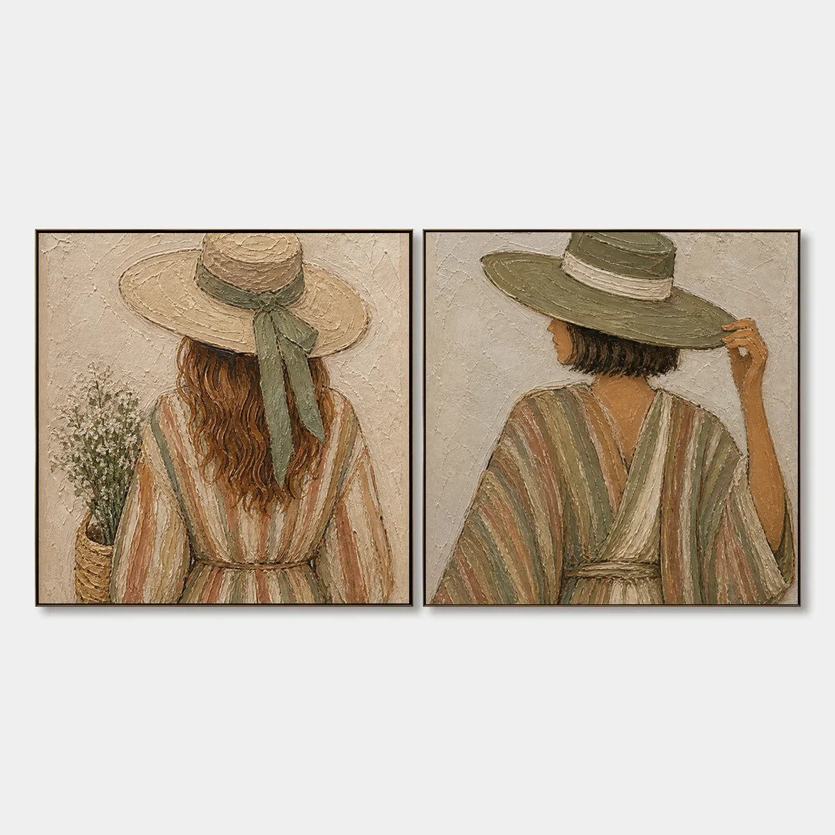 Twin Bohemian Muses hand-painted artwork