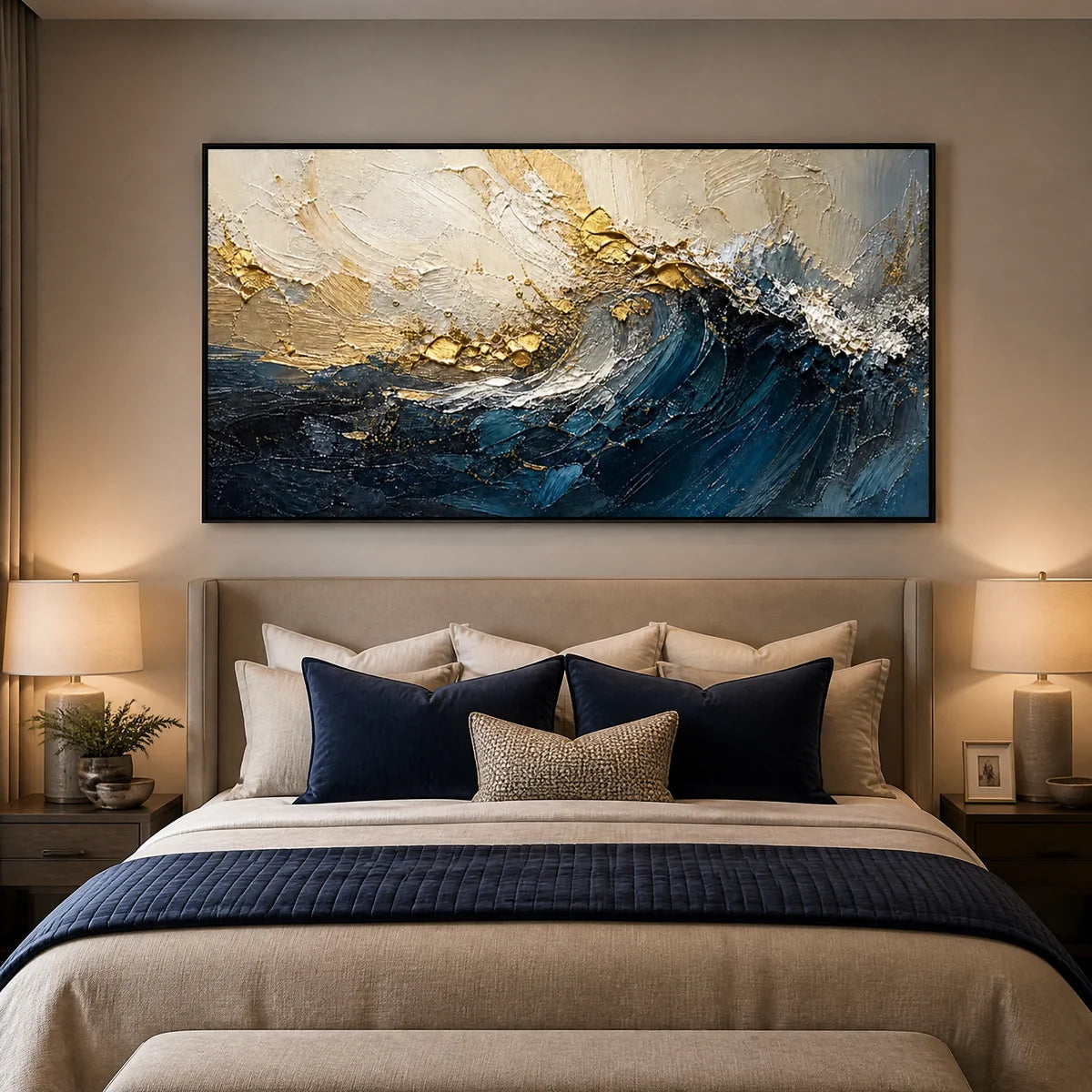 Gilded Deep in a refined bedroom with black frame