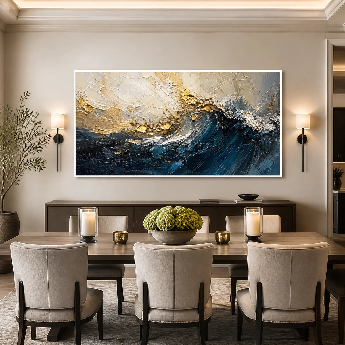 Gilded Deep in a refined dining room with white frame