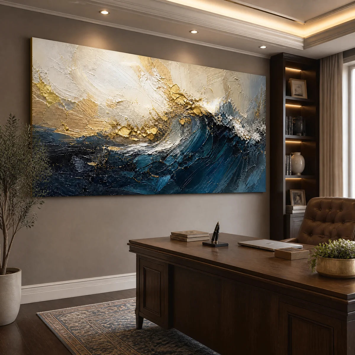 Gilded Deep in a refined office, frameless