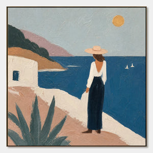 Mediterranean Pause hand-painted artwork